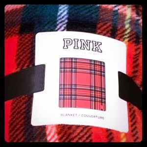 🖤VS-PINK❤️Fleece Blanket-50”x 60”💚Red Plaid⭐️NWT